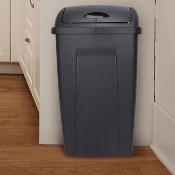 Mainstays 13 Gallon Trash Can, Plastic Swing Top Kitchen Garbage Trash Can Black - Picture 1 of 5